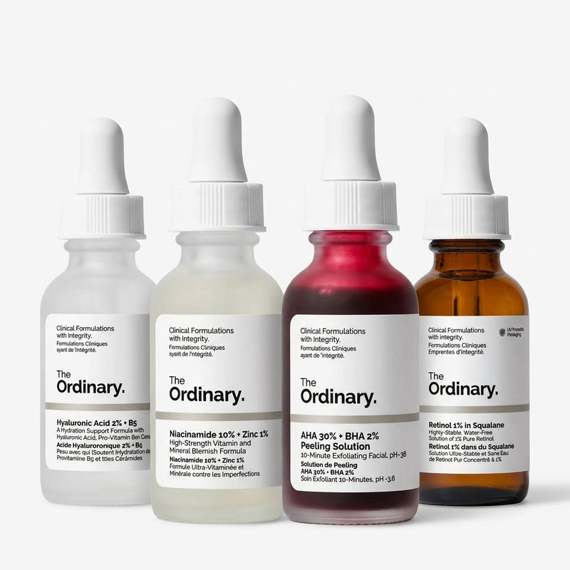 Rutina Completa Antiedad y Antiacné (Hialurónico + Niacinamida + Peeling + Retinol)